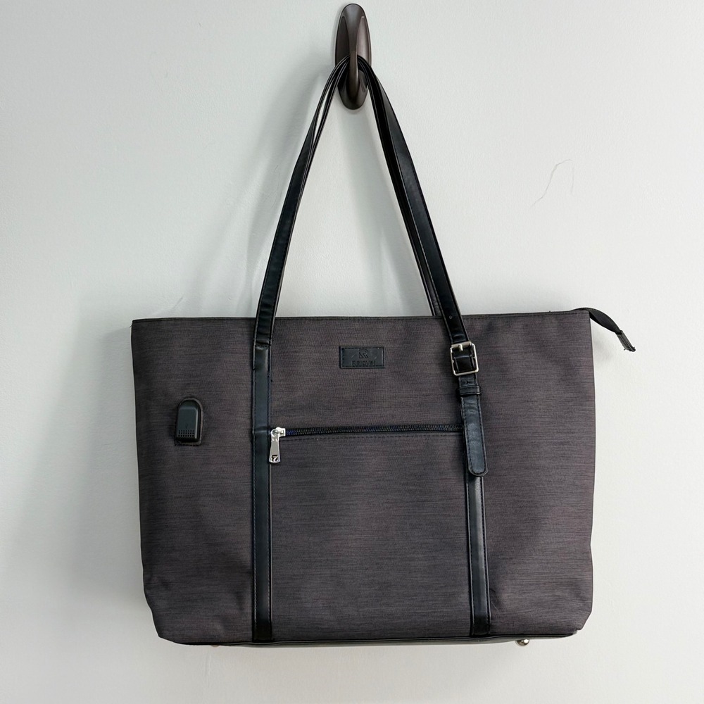 Relavel Laptop Tote Bag Womens Large
Gray/Black Corporate Office USB GUC